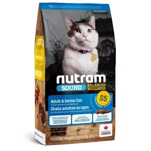 Nutram Sound (s5) Nourriture Pour Chat Adulte / Sénior, Poulet & Saumon 4.4 Lb